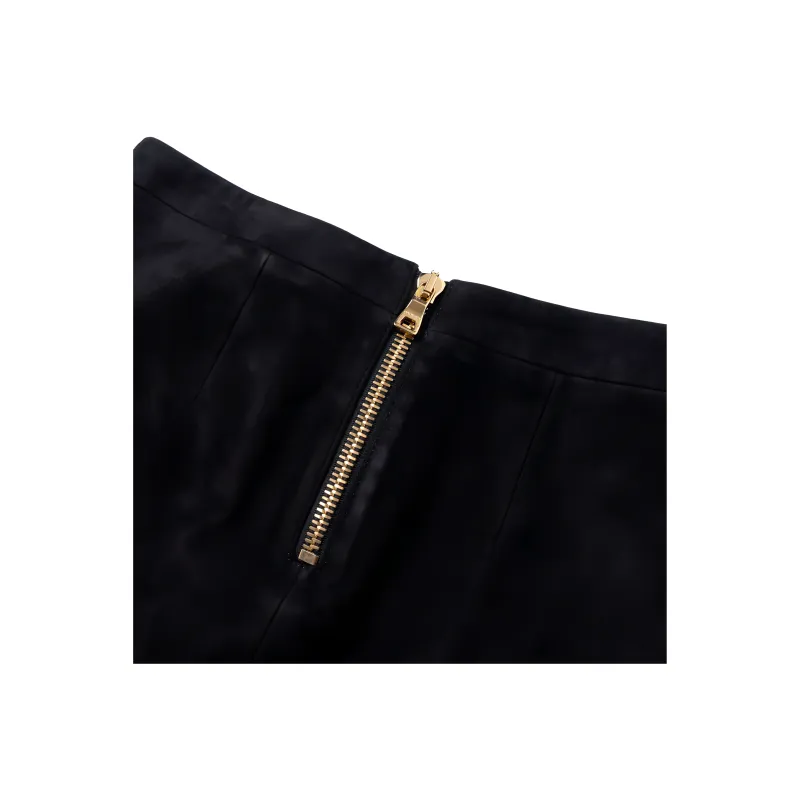 BALMAIN Leather Short Skirts Women's Black-6