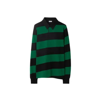 Burberry Striped Long Sleeved Polo Shirt