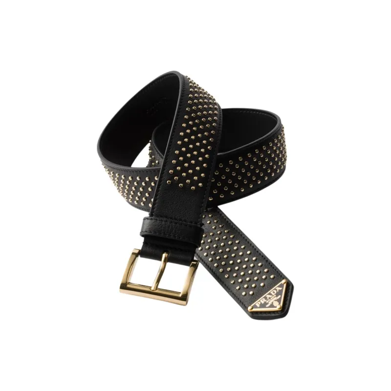 PRADA Stud Embellishment Leather Belt-1