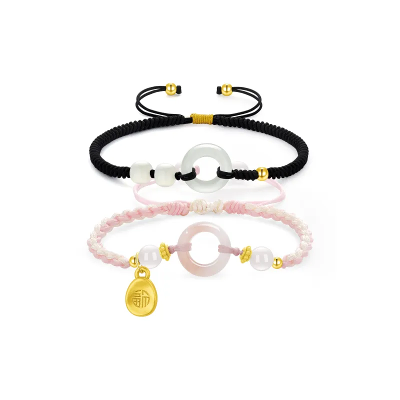 Lao Feng Xiang Chalcedony Bracelet Pair Unisex-9