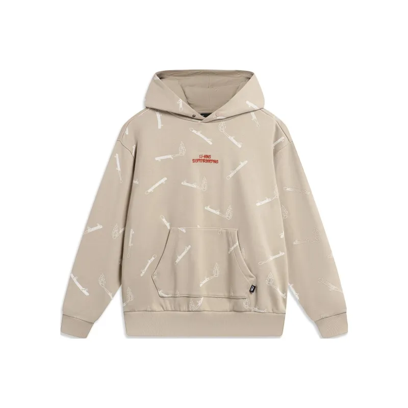 LiNing Sweatshirt Men's Light Glazed Brown Print-0