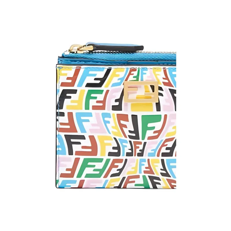 FENDI Baguette Calfskin Baguette Bag Wallet Medium Size Women's Blue/Multicolor-4