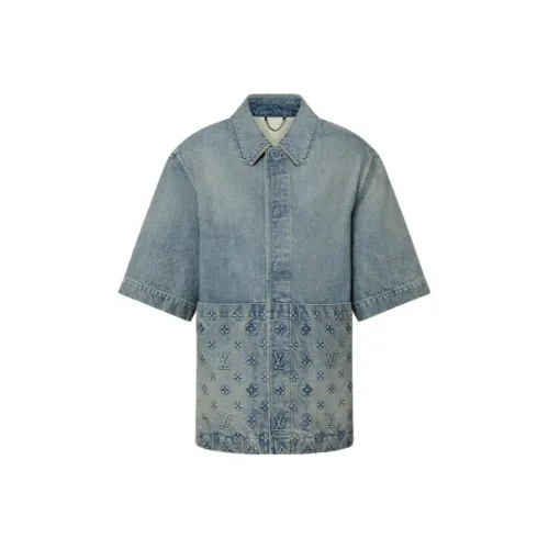 LOUIS VUITTON Short Sleeved Denim Workwear Shirt