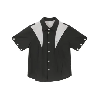 Voguo Relay Multi Metal Buckle Short Sleeved Shirt Unisex Black, Gray