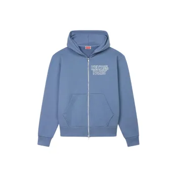 KENZO Logo Embellished Zip-Up Hoodie