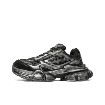 SUPEREDGE Wrapping, Wear Resistant And Non Slip Low Top Chunky Sneakers Unisex Black Distressed