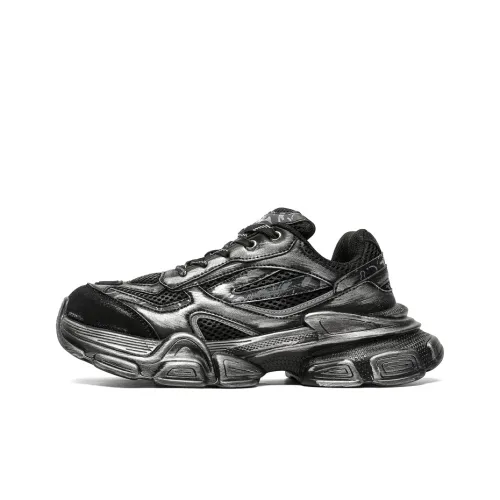 SUPEREDGE Wrapping, Wear Resistant And Non Slip Low Top Chunky Sneakers Unisex Black Distressed