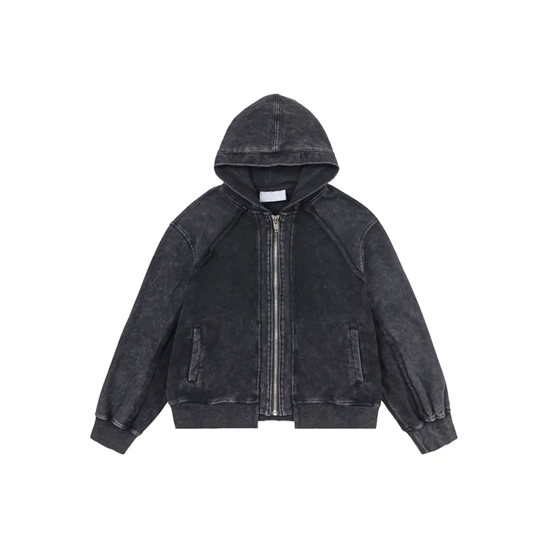 MT99 Sweatshirt Jacket Unisex Washed Black-0