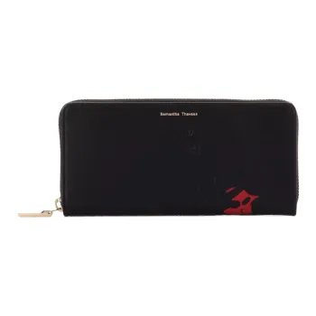 Disney Minnie Collection Mickey Collection Cow Leather Wallet Women's Black