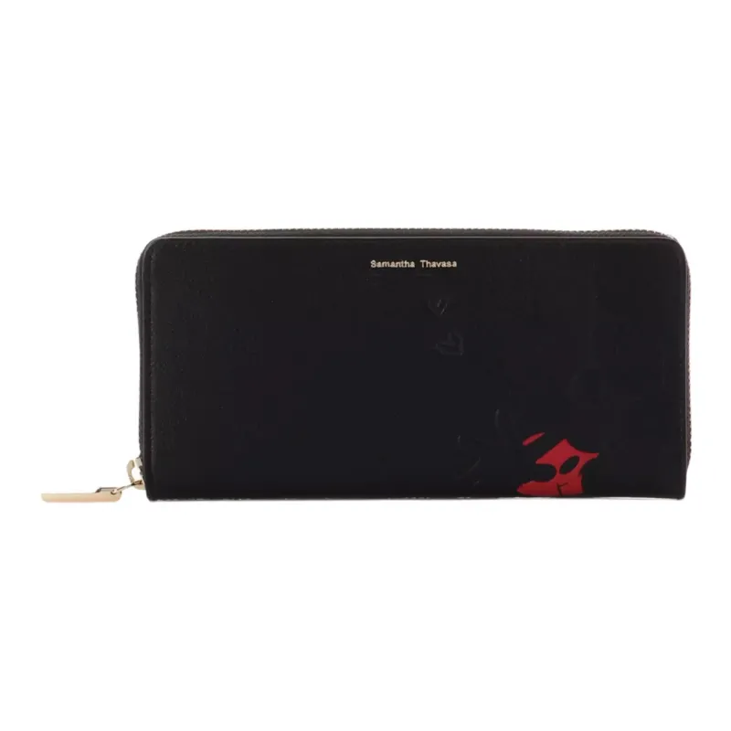 Disney Minnie Collection Mickey Collection Cow Leather Wallet Women's Black-0