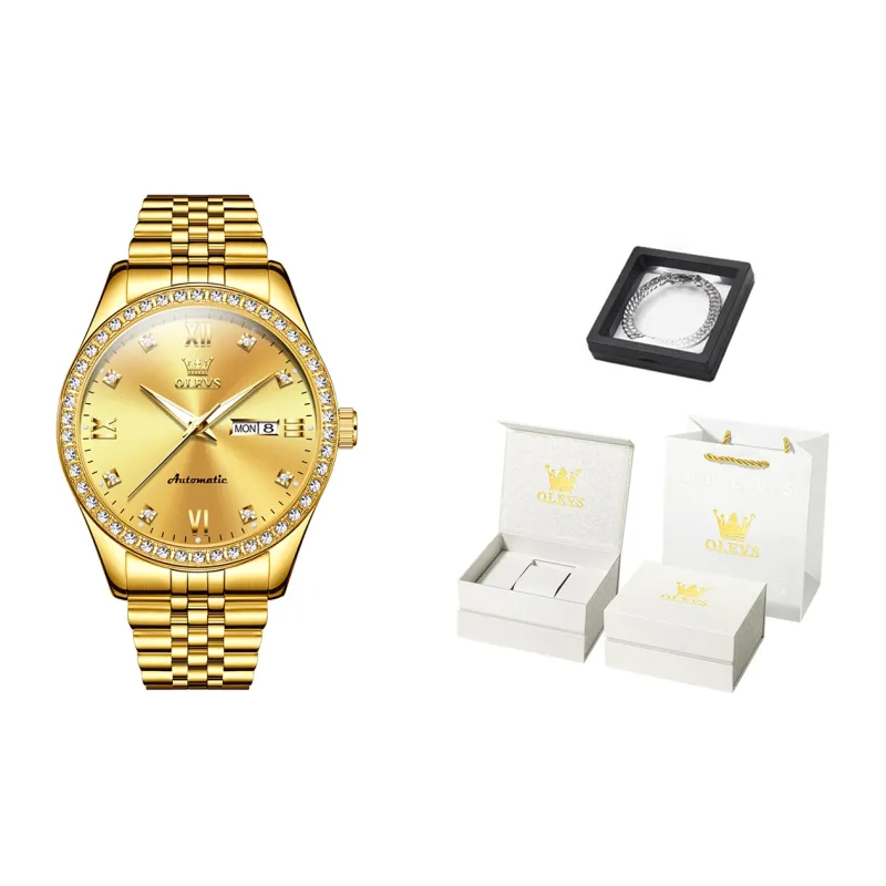 OLEVS Mechanical Movement Stainless Steel Watchband Watch Men's Watches White Dial-10