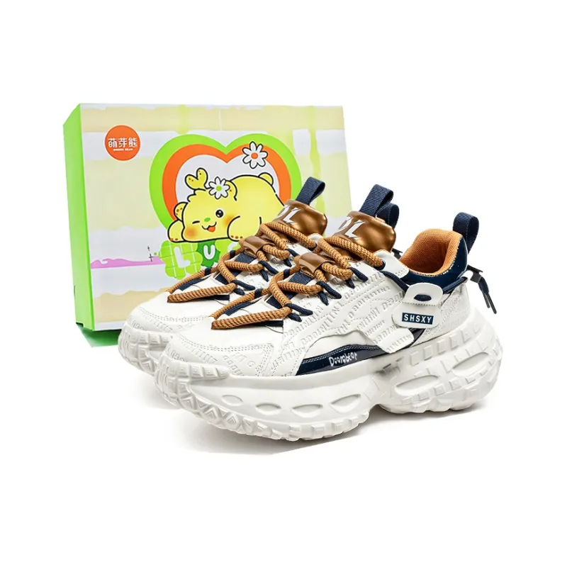 Budding Bear Slip Resistant, Abrasion Resistant, Breathable, Height Increasing Low Top Chunky Sneakers Men's-0