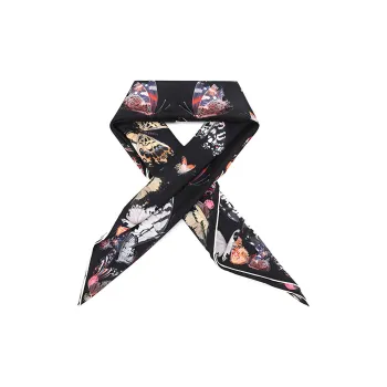 Alexander McQueen Silk Scarves Women's Black Multicolor