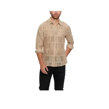 GUESS Shirts Men Beige Yellow