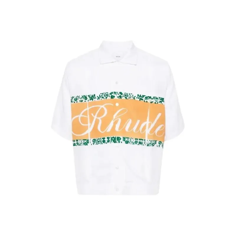 RHUDE Logo print Chambray Shirt-0