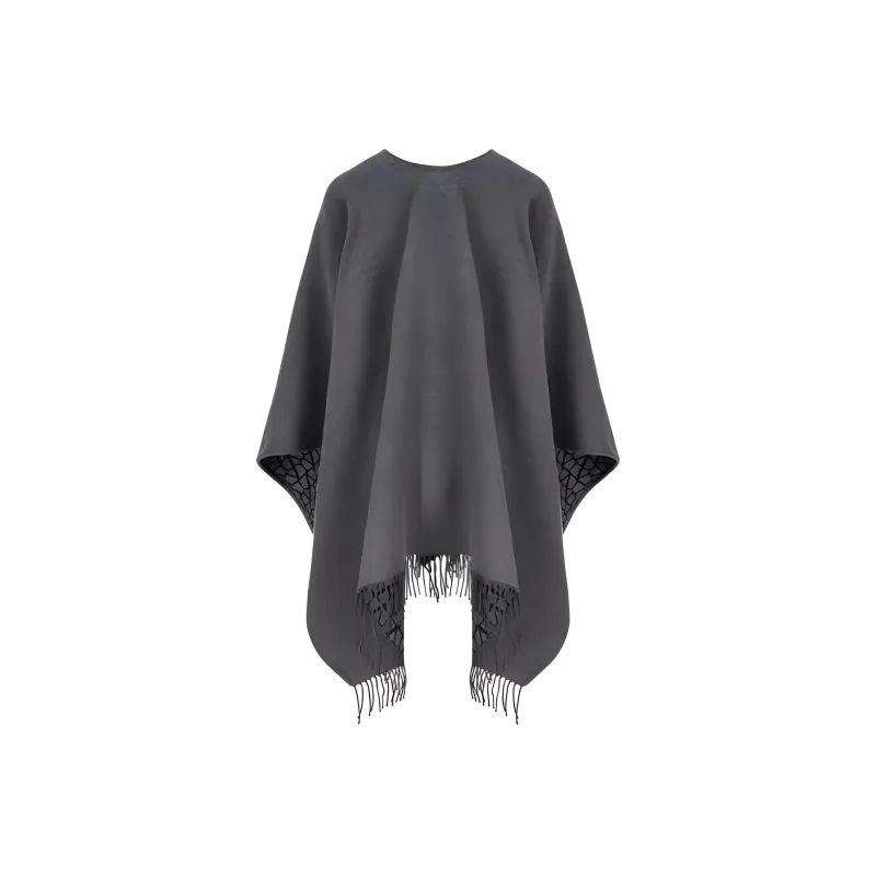 Valentino V Neck Fringed Edge Cape-1
