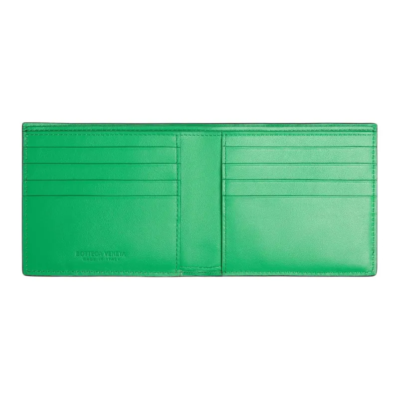 Bottega Veneta Calfskin Wallet Men's Black & Grass Green-1