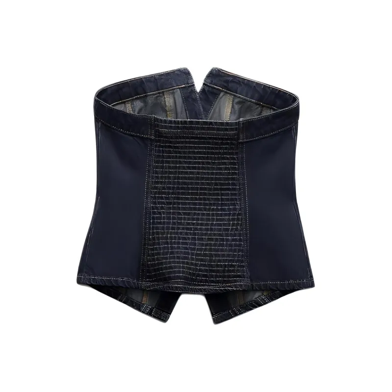 ZARA Strapless Top Women's Blue-1