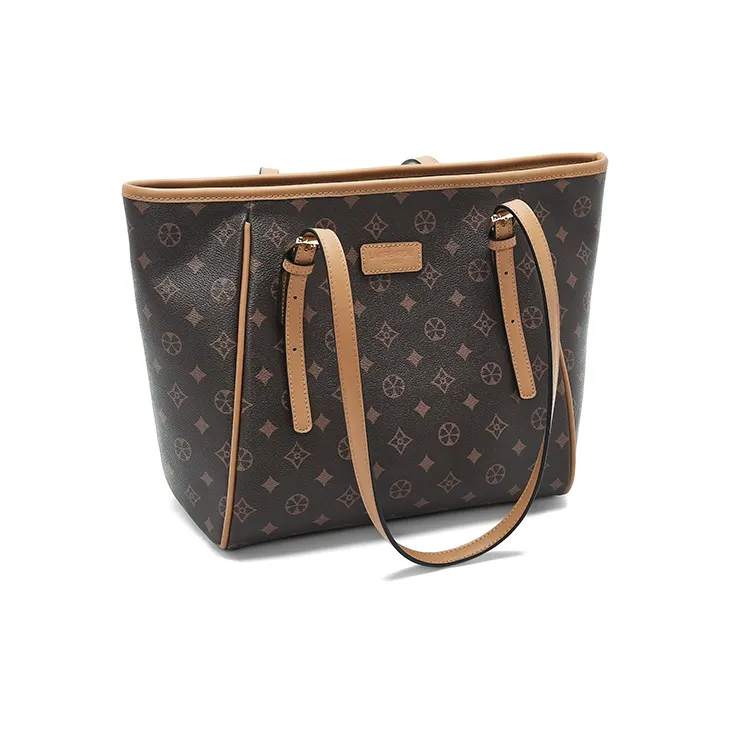 Old Man's Head Synthetic Leather Tote Bag Shoulder Bag Women's Coffee/Ecru-6