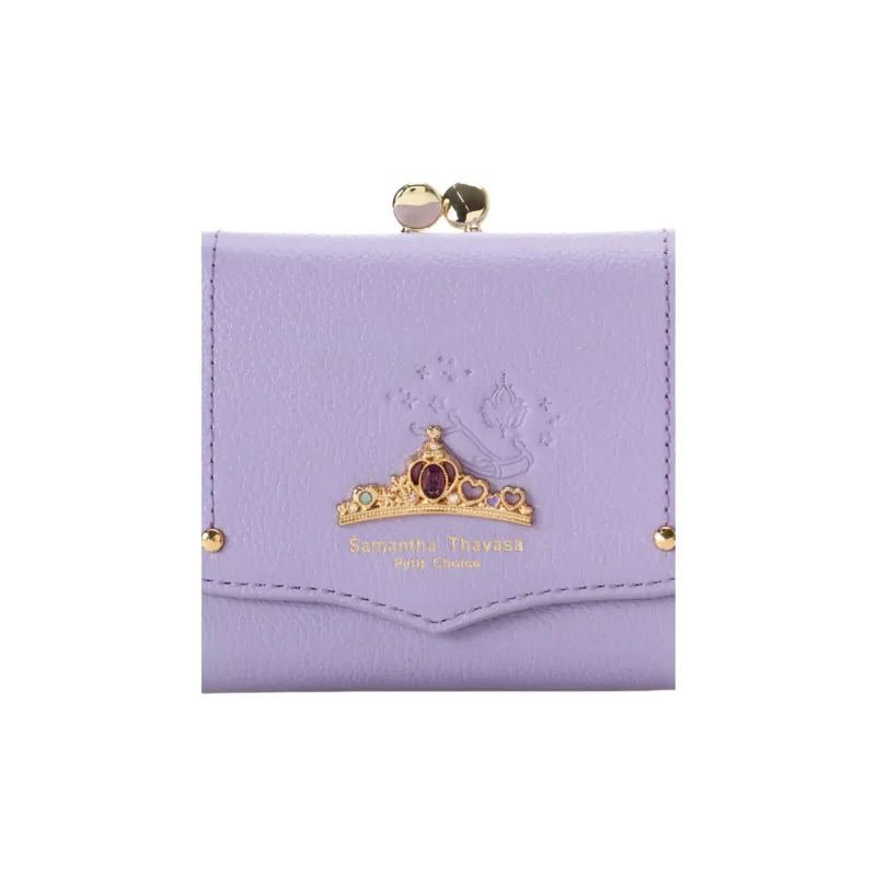 Disney Cow Leather Wallet Women's Purple-6