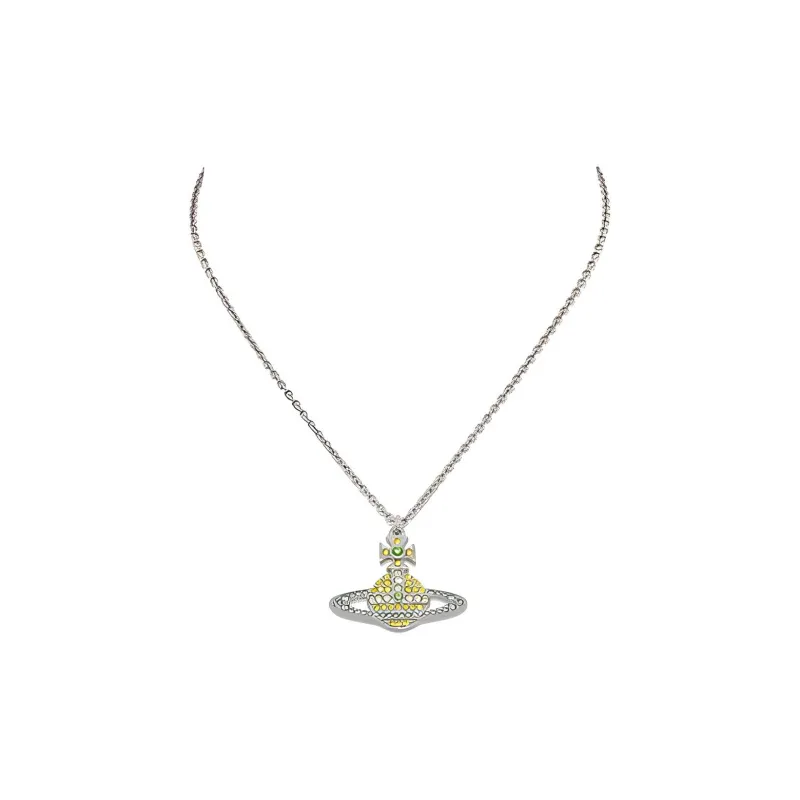 Vivienne Westwood Brass Crystal Necklaces Women's Silver-1