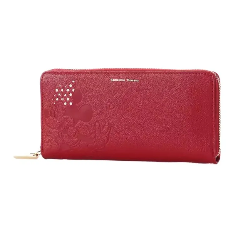 Disney Minnie Collection Mickey Collection Cow Leather Wallet Women's Red-1