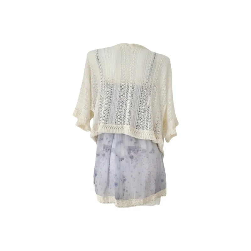YGPRW Skirt Set Women's White Shawl Floral Short Skirt-1