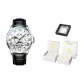 Men's Black Leather Raw White Dial[Luxury Box]