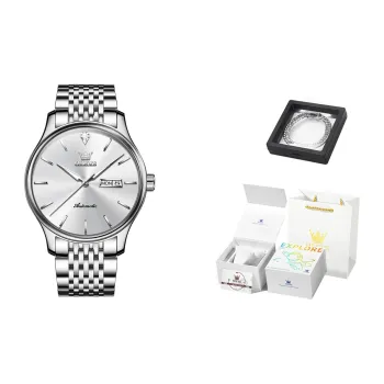OLEVS Play The Cool Series Mechanical Movement Stainless Steel Watchband Watch Men's Watches White Dial