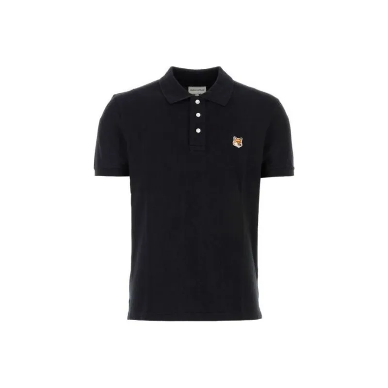 Maison Kitsune Fox Head Patch Short Sleeved Polo Shirt-0