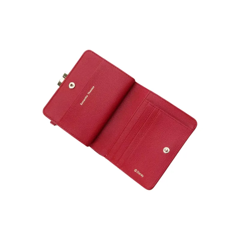 Disney Cow Leather Wallet Women's Red-3