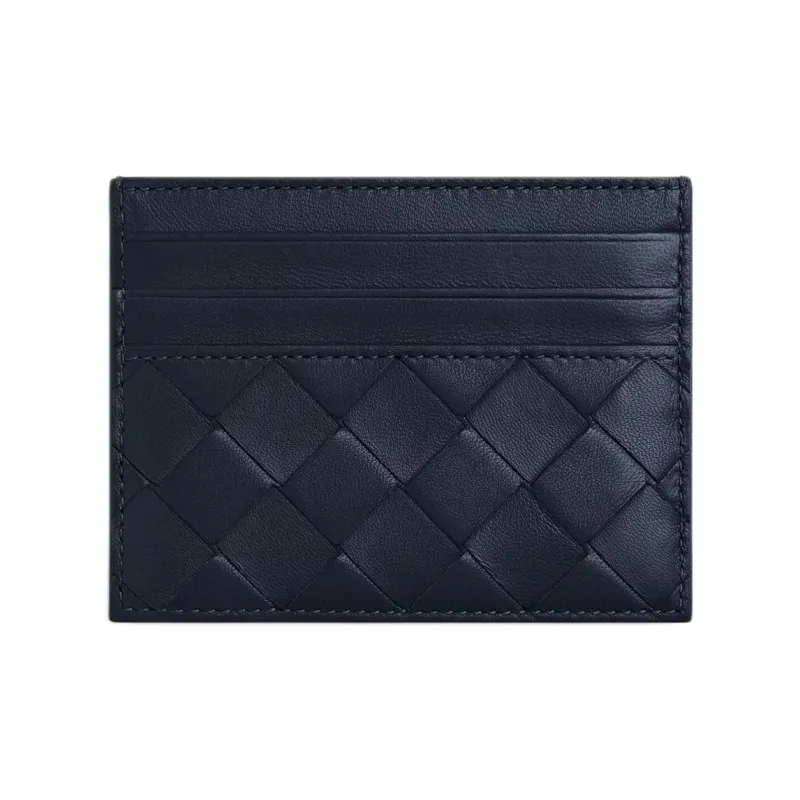 Bottega Veneta Intrecciato Sheepskin Card Holder Women's Space Blue-1