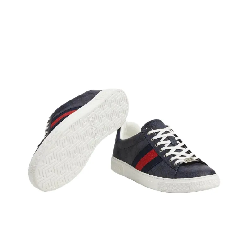 GUCCI ACE Low Top Skateboard Shoes Men's Blue-5