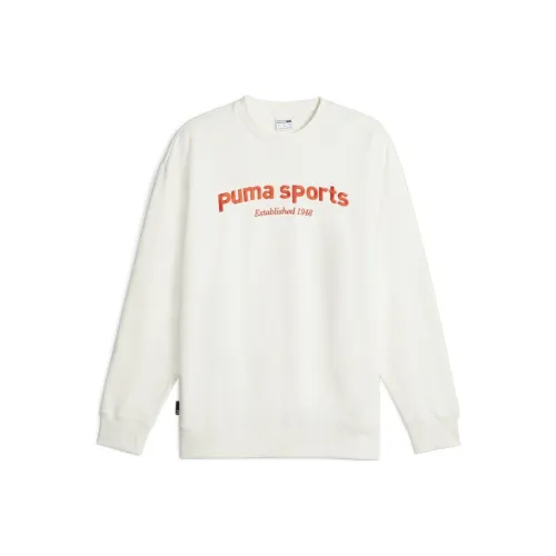 PUMA TEAM Crew Fleece Sweatshirt Men's White