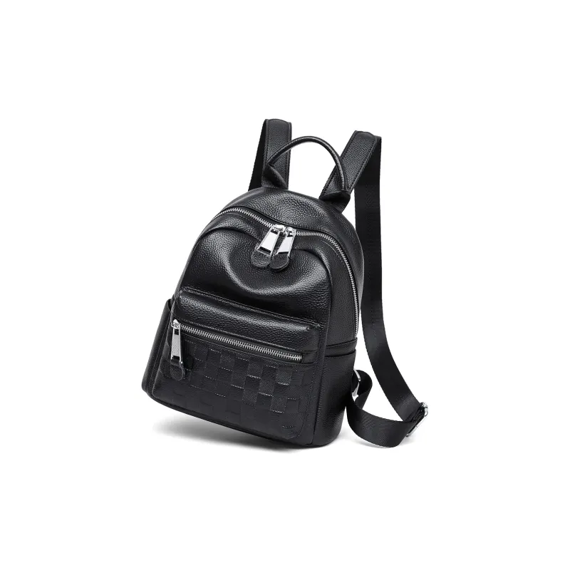 PT'SON Cow Leather Backpack Regular Women's White/Black-4