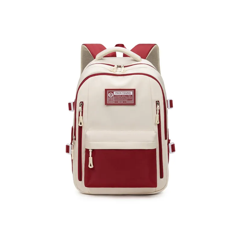 BOBDOG Oxford With Polyester Backpack Regular Unisex Ecru & Blue/Ecru & Red-7