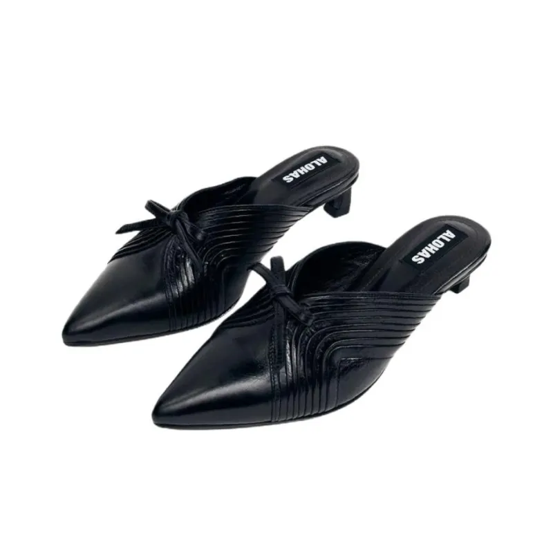 ALOHAS Closed Toe Slippers 4.5cm Women's Black-2