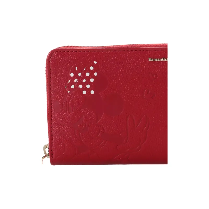 Disney Minnie Collection Mickey Collection Cow Leather Wallet Women's Red-5