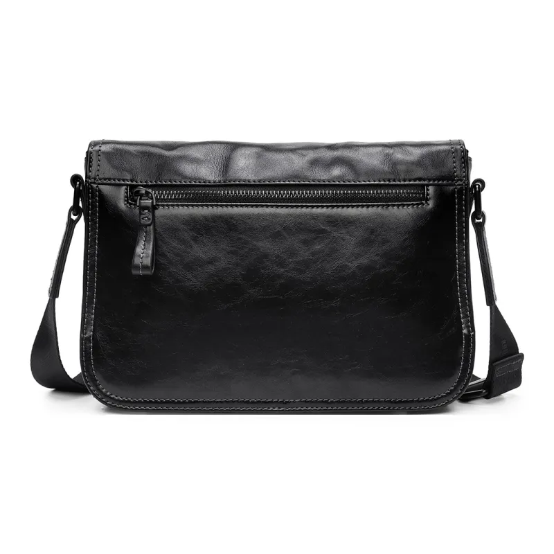 PIERRE CARDIN Top Grain Cow Leather Messenger Bag, Shoulder Bag, Crossbody Bag Men's Black-6