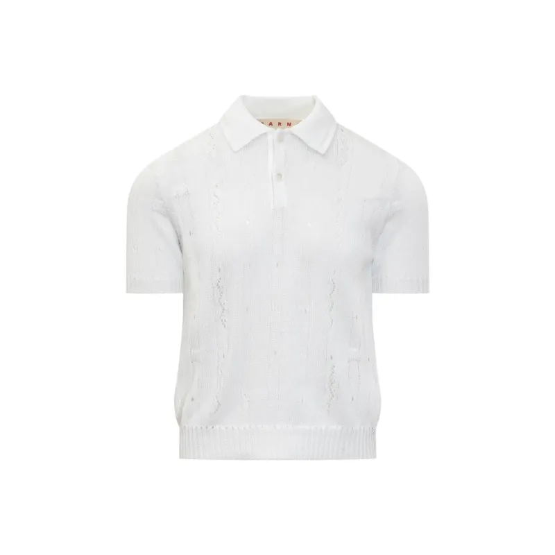 MARNI Pointelle knit Polo Shirt-0