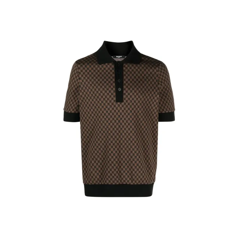 BALMAIN Mini Monogram-jacquard Polo Shirt-0