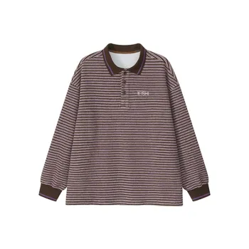 YOSHIYOYI Polo Shirt Unisex Purple Gray Stripes