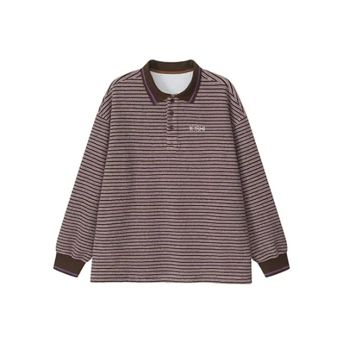 YOSHIYOYI Polo Shirt Unisex Purple Gray Stripes