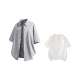 Gray Shirt+White Short-Sleeved Shirt