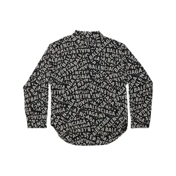 Balenciaga All Over Logo Printed Buttoned Shirt