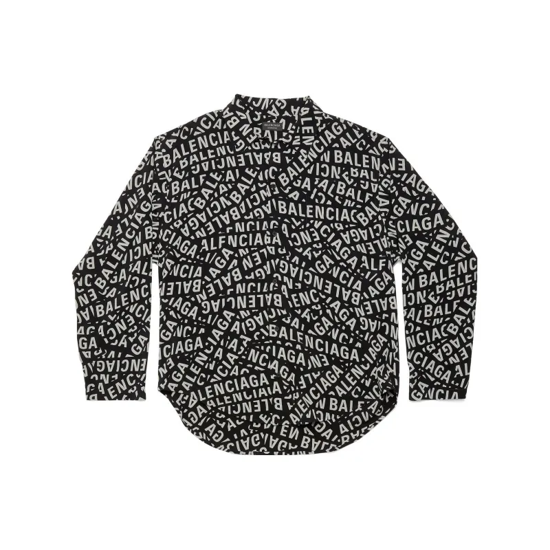 Balenciaga All Over Logo Printed Buttoned Shirt-0
