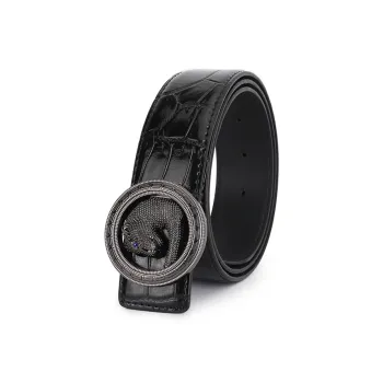 Jeccieziio Cow Leather Belts Men's Gunmetal, Gold, Silver Width 4.0cm