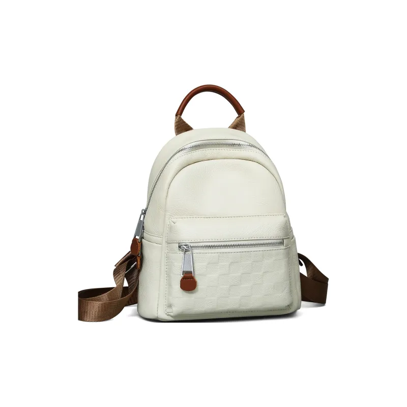 PT'SON Cow Leather Backpack Regular Women's White/Black-8