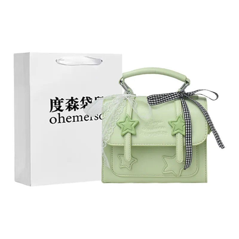 Dusen Kangaroo PU Handbag Women's White/Green/Purple/Pink/Black-6