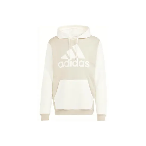 Adidas Essential Essentials Fleece Big Logo Hoodie Sweatshirt Men's Greige